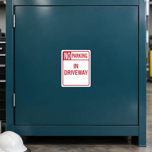 Road Sign Sticker applied to a roadside maintenance facility wall or closed cabinet