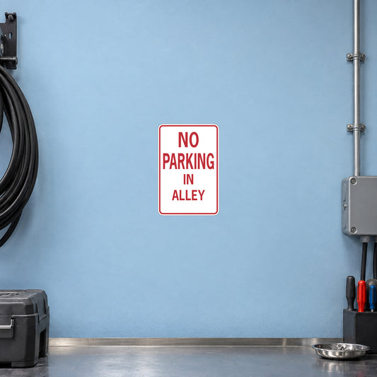 Road Sign Sticker applied to a roadside maintenance facility wall or closed cabinet