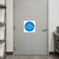 Safety sign sticker with blue circle and white text: Door kept shut when not in use