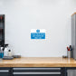 Safety sign sticker: blue text 'Clear away tools and chemicals after use'