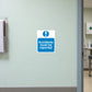 Safety sign sticker: blue exclamation icon, 'Accidents must be reported'