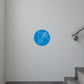 Round blue safety sign sticker with white hand icon and diagonal line.
