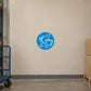 Safety sign sticker with blue circle and worker carrying box icon