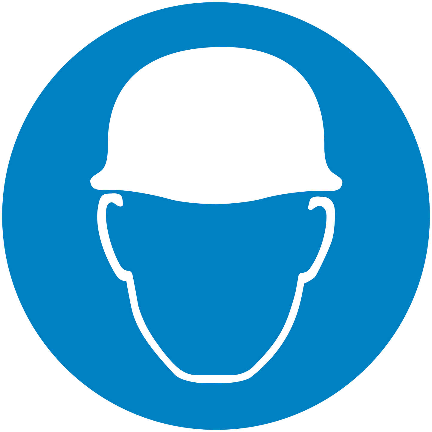 Safety sign sticker with blue circle and white face mask icon