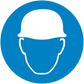 Safety sign sticker with blue circle and white face mask icon