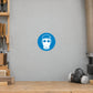 Safety sign sticker with blue circular respirator mask icon