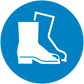 Safety sign sticker: round blue label with white work boot icon
