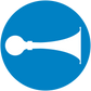 Safety sign sticker with blue circular background and white scissor icon