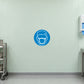 Blue circular safety sign sticker with white respirator mask icon