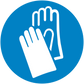 Safety sign sticker with white hand icon on blue circular background