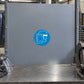 Safety sign sticker with blue circle and white outline protective gear wearer icon