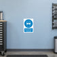 Square eye protection safety sign sticker with blue goggles icon and warning text