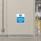 Safety sign sticker with blue exclamation icon and text: Gangway to be kept clear.