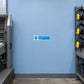 Safety sign sticker with ear protection icon and small blue text