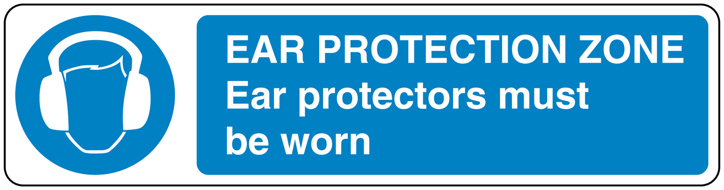 Safety sign sticker: EAR PROTECTION ZONE, Ear protectors must be worn