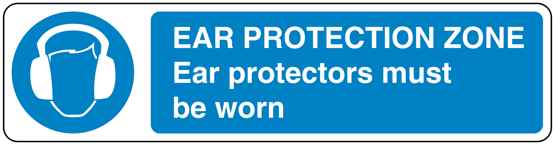 Safety sign sticker: EAR PROTECTION ZONE, Ear protectors must be worn