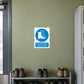 Safety sign sticker: foot protection must be worn, blue icon on white square