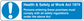 Blue safety sign sticker with white exclamation icon and health & safety text