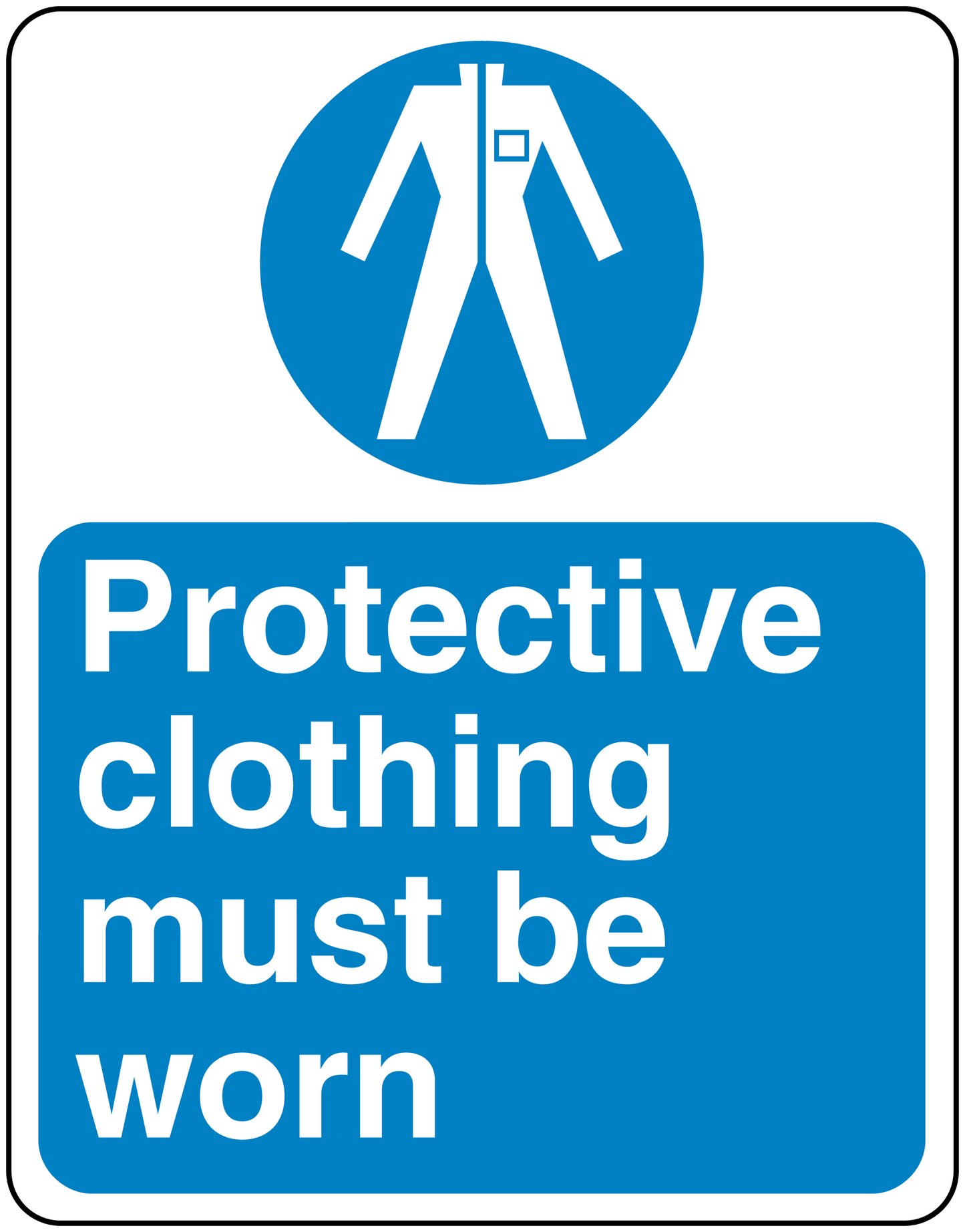 Safety sign sticker: Protective clothing must be worn with blue symbol
