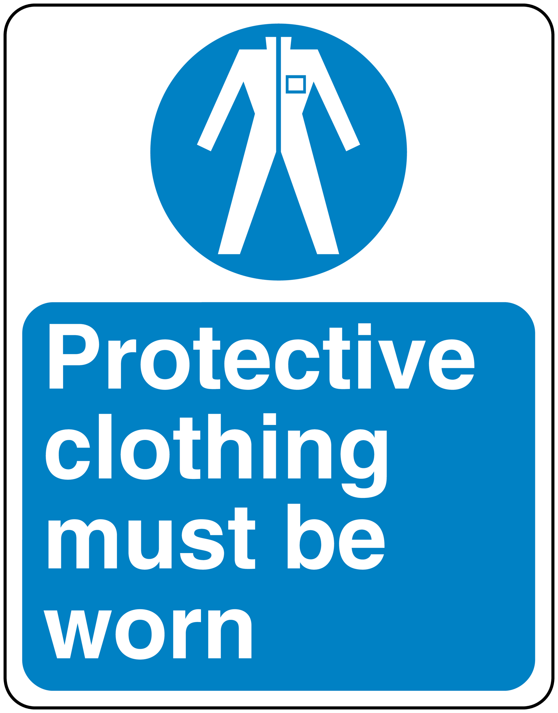 Safety sign sticker: Protective clothing must be worn with blue symbol