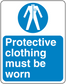 Safety sign sticker: Protective clothing must be worn with blue symbol