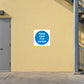 Safety sign sticker: blue 'Keep clear Fire escape' text