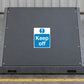 Keep off safety sign sticker with blue and white text