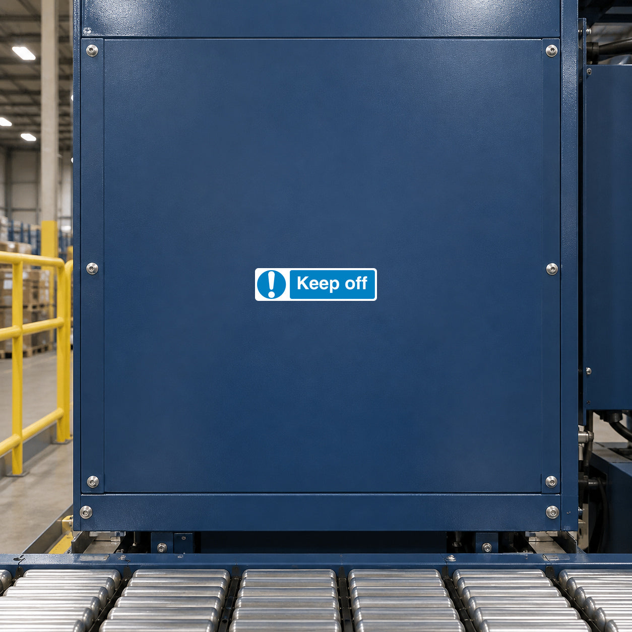 Safety sign sticker with warning icon and text "Keep off"
