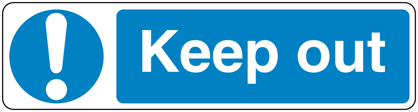 Safety sign sticker: warning icon with 'Keep out' text