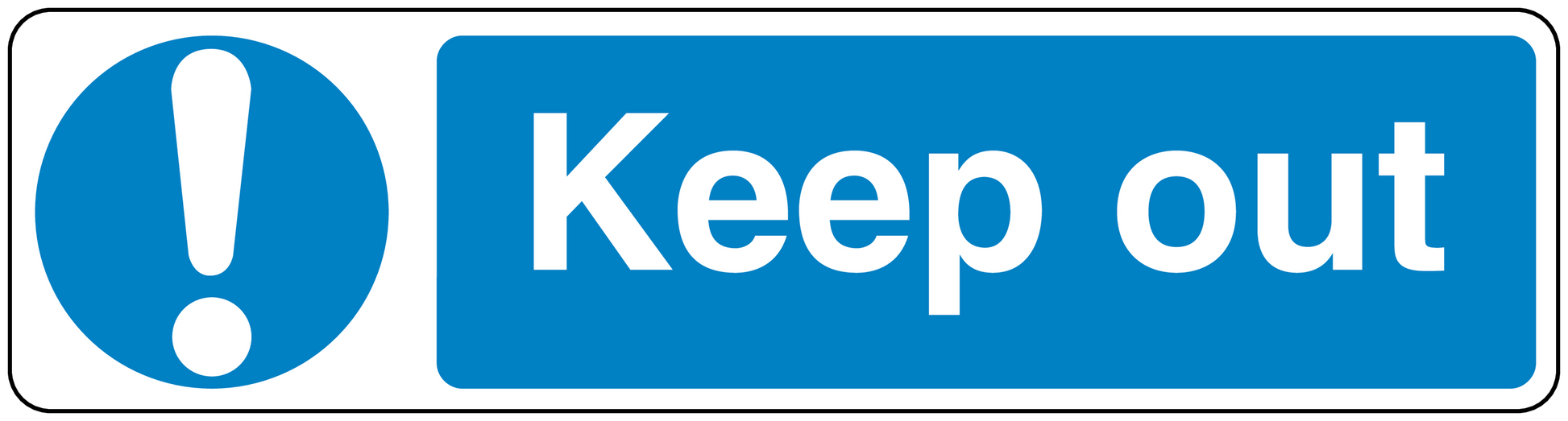 Safety sign sticker: warning icon with 'Keep out' text