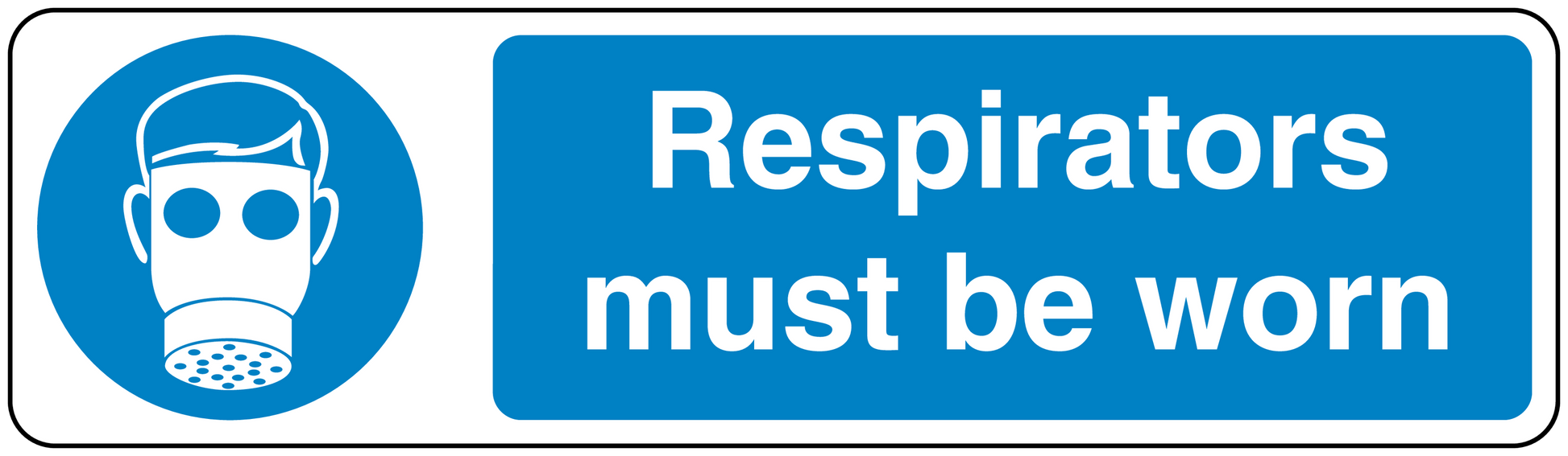 Safety sign sticker with respirator icon and text 'Respirators must be worn'