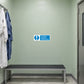 Blue safety sign sticker with white exclamation and text: Protective garments must be worn
