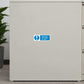 Blue exclamation warning drawer sticker: Open only one drawer at a time