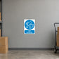 Safety sign sticker: white square with blue lifting icon and 'Lift correctly' text