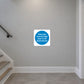 Safety sign sticker with blue circular text: Staircase must be kept clear of all obstructions