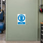 Safety sign sticker: blue square ear muff warning with helmet icon, reads 'Wear ear muffs'.