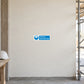 Hard hat area safety sign sticker with blue text and hard hat icon