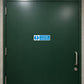 Blue safety sign sticker reading "To be kept locked shut"