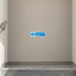 Safety sign sticker with blue warning label and exclamation mark