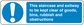 Safety sign sticker with blue exclamation icon and message about keeping stairs unobstructed.