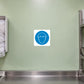 Square safety sign sticker with blue circle and white face mask icon