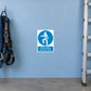 Safety sign sticker: blue harness icon with text 'Wear safety harnesses/belt'