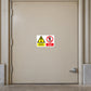 Safety sign sticker set with yellow danger triangle and red no entry symbol