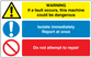 Warning safety sign sticker: triangle exclamation; isolate/report; do not attempt repair