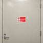 Safety sign sticker with red no smoking and no naked lights text