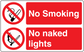 Safety sign sticker: No Smoking and No Naked Lights text labels