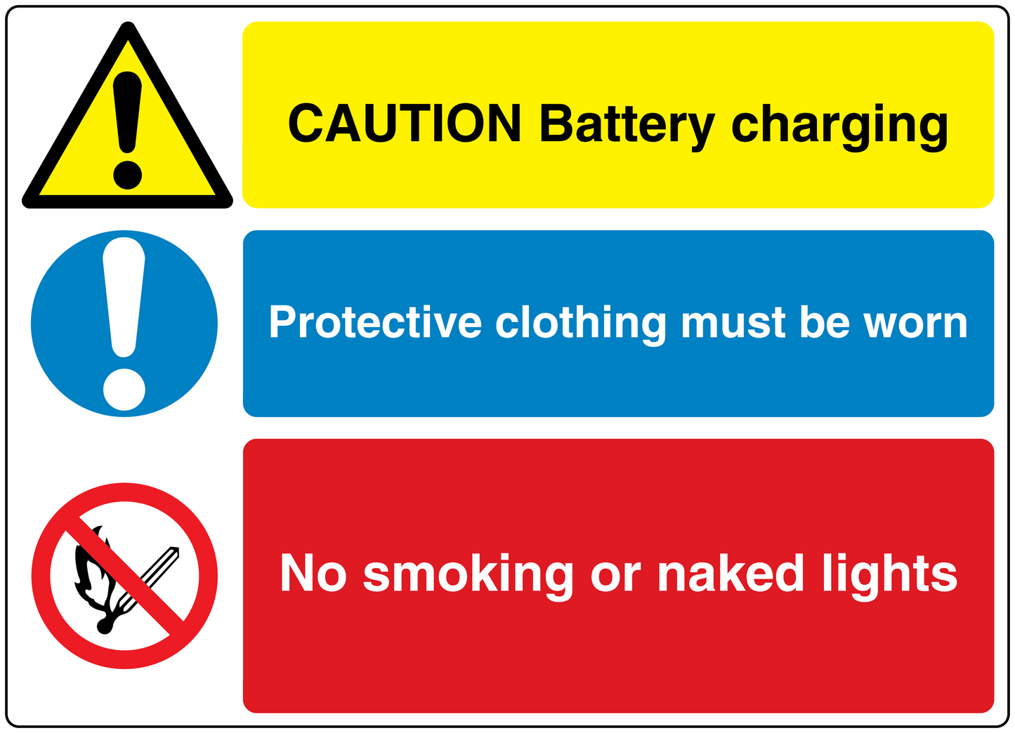 Safety sign sticker with caution triangle, exclamation, no smoking symbol and warning text