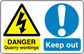 Safety sign sticker with hazard triangle and exclamation; DANGER Quarry workings, Keep out