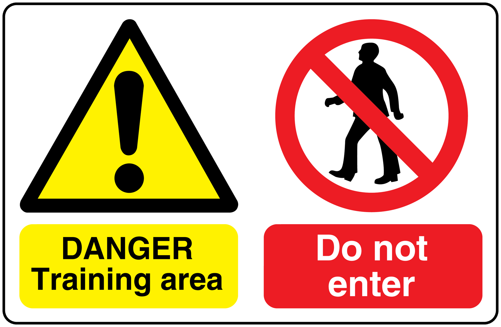 Safety sign sticker: warning triangle, no-entry symbol, 'Do not enter'