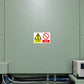 Safety sign sticker with yellow warning triangle and red do-not-touch symbol